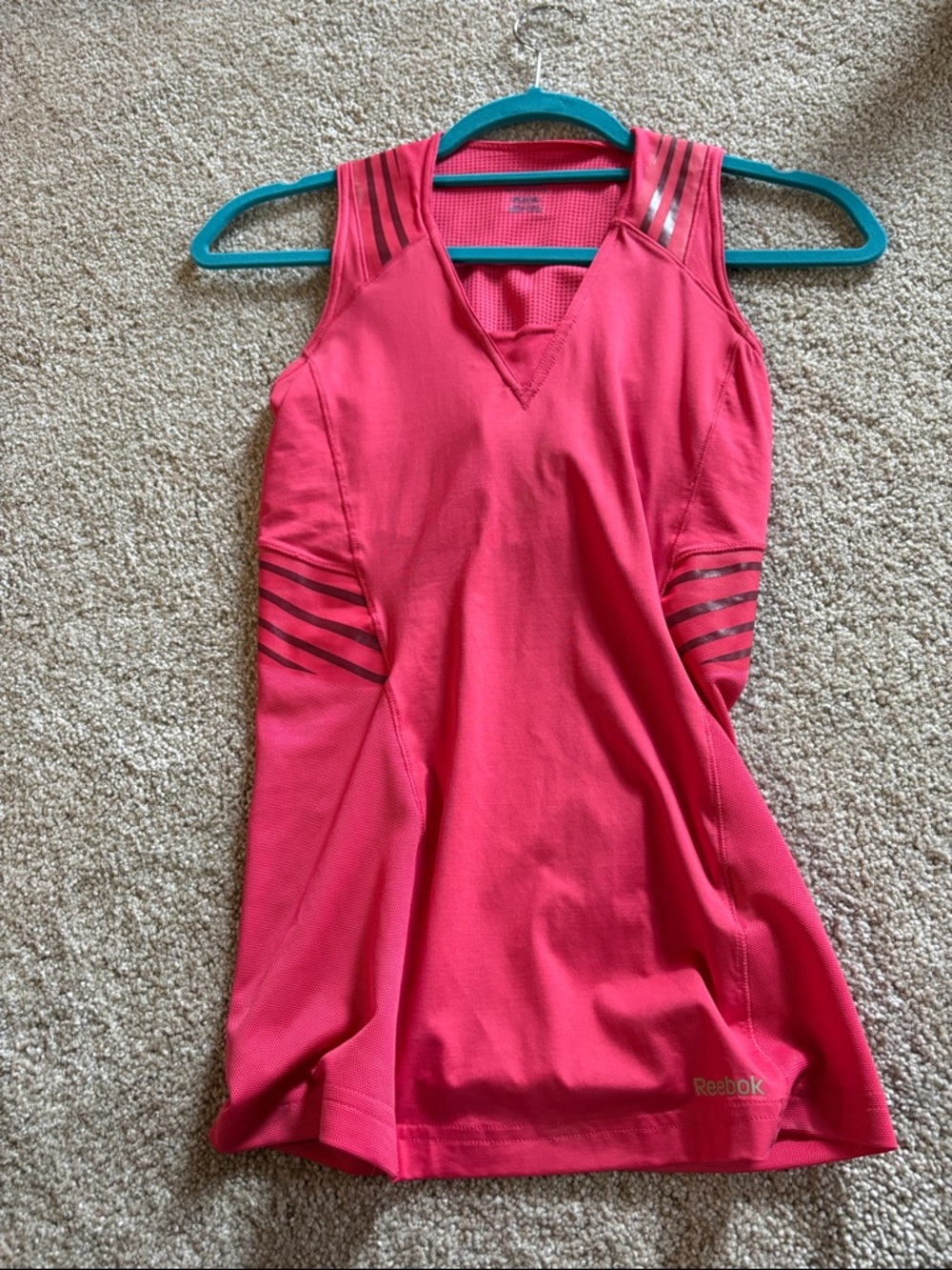 Reebok Hot Pink Athletic Tank with Reflective Stripes sz S